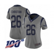 Women's Los Angeles Rams #26 Marqui Christian Limited Gray Inverted Legend 100th Season Football Jersey