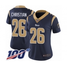 Women's Los Angeles Rams #26 Marqui Christian Navy Blue Team Color Vapor Untouchable Limited Player 100th Season Football Jersey