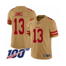 Men's San Francisco 49ers #13 Richie James Limited Gold Inverted Legend 100th Season Football Jersey