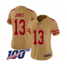 Women's San Francisco 49ers #13 Richie James Limited Gold Inverted Legend 100th Season Football Jersey