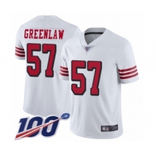Men's San Francisco 49ers #57 Dre Greenlaw Limited White Rush Vapor Untouchable 100th Season Football Jersey