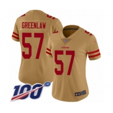 Women's San Francisco 49ers #57 Dre Greenlaw Limited Gold Inverted Legend 100th Season Football Jersey