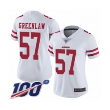 Women's San Francisco 49ers #57 Dre Greenlaw White Vapor Untouchable Limited Player 100th Season Football Jersey
