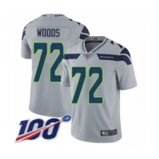 Men's Seattle Seahawks #72 Al Woods Grey Alternate Vapor Untouchable Limited Player 100th Season Football Jersey