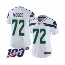 Women's Seattle Seahawks #72 Al Woods White Vapor Untouchable Limited Player 100th Season Football Jersey