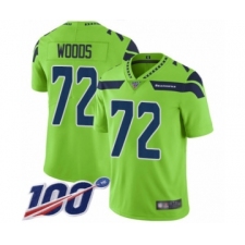 Youth Seattle Seahawks #72 Al Woods Limited Green Rush Vapor Untouchable 100th Season Football Jersey