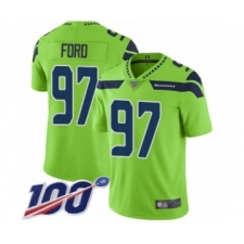Men's Seattle Seahawks #97 Poona Ford Limited Green Rush Vapor Untouchable 100th Season Football Jersey