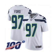 Men's Seattle Seahawks #97 Poona Ford White Vapor Untouchable Limited Player 100th Season Football Jersey