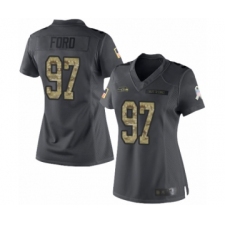 Women's Seattle Seahawks #97 Poona Ford Limited Black 2016 Salute to Service Football Jersey