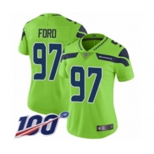 Women's Seattle Seahawks #97 Poona Ford Limited Green Rush Vapor Untouchable 100th Season Football Jersey