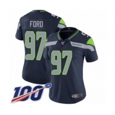 Women's Seattle Seahawks #97 Poona Ford Navy Blue Team Color Vapor Untouchable Limited Player 100th Season Football Jersey