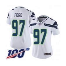 Women's Seattle Seahawks #97 Poona Ford White Vapor Untouchable Limited Player 100th Season Football Jersey