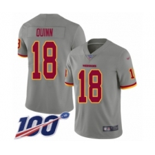 Men's Washington Redskins #18 Trey Quinn Limited Gray Inverted Legend 100th Season Football Jersey