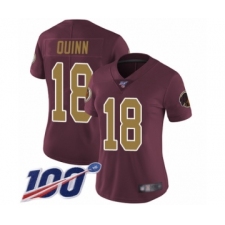 Women's Washington Redskins #18 Trey Quinn Burgundy Red Gold Number Alternate 80TH Anniversary Vapor Untouchable Limited Player 100th Season Football Jerse