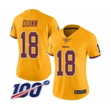 Women's Washington Redskins #18 Trey Quinn Limited Gold Rush Vapor Untouchable 100th Season Football Jersey