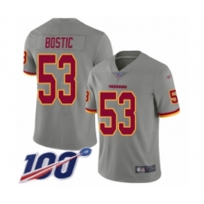 Men's Washington Redskins #53 Jon Bostic Limited Gray Inverted Legend 100th Season Football Jersey