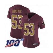 Women's Washington Redskins #53 Jon Bostic Burgundy Red Gold Number Alternate 80TH Anniversary Vapor Untouchable Limited Player 100th Season Football Jerse