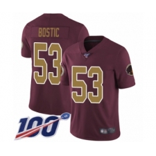 Youth Washington Redskins #53 Jon Bostic Burgundy Red Gold Number Alternate 80TH Anniversary Vapor Untouchable Limited Player 100th Season Football Jersey