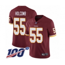 Men's Washington Redskins #55 Cole Holcomb Burgundy Red Team Color Vapor Untouchable Limited Player 100th Season Football Jersey