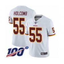 Men's Washington Redskins #55 Cole Holcomb White Vapor Untouchable Limited Player 100th Season Football Jersey