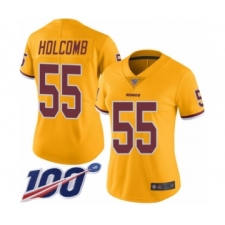 Women's Washington Redskins #55 Cole Holcomb Limited Gold Rush Vapor Untouchable 100th Season Football Jersey