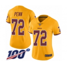 Women's Washington Redskins #72 Donald Penn Limited Gold Rush Vapor Untouchable 100th Season Football Jersey