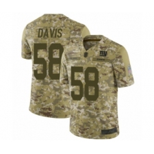 Men's New York Giants #58 Tae Davis Limited Camo 2018 Salute to Service Football Jersey
