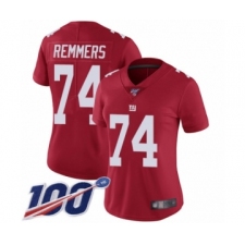 Women's New York Giants #74 Mike Remmers Red Limited Red Inverted Legend 100th Season Football Jersey