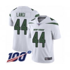 Men's New York Jets #44 Harvey Langi White Vapor Untouchable Limited Player 100th Season Football Jersey