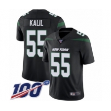 Men's New York Jets #55 Ryan Kalil Black Alternate Vapor Untouchable Limited Player 100th Season Football Jersey