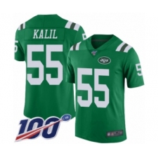 Men's New York Jets #55 Ryan Kalil Limited Green Rush Vapor Untouchable 100th Season Football Jersey