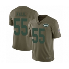 Men's New York Jets #55 Ryan Kalil Limited Olive 2017 Salute to Service Football Jersey
