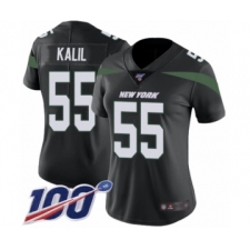 Women's New York Jets #55 Ryan Kalil Black Alternate Vapor Untouchable Limited Player 100th Season Football Jersey