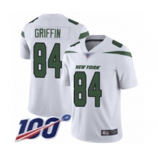 Men's New York Jets #84 Ryan Griffin White Vapor Untouchable Limited Player 100th Season Football Jersey