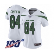 Women's New York Jets #84 Ryan Griffin White Vapor Untouchable Limited Player 100th Season Football Jersey