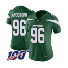 Women's New York Jets #96 Henry Anderson Green Team Color Vapor Untouchable Limited Player 100th Season Football Jersey