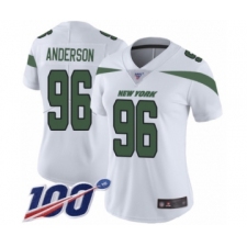 Women's New York Jets #96 Henry Anderson White Vapor Untouchable Limited Player 100th Season Football Jersey