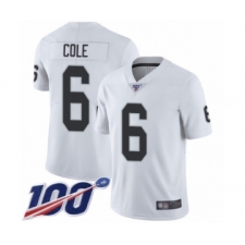 Men's Oakland Raiders #6 A.J. Cole White Vapor Untouchable Limited Player 100th Season Football Jersey