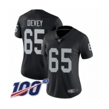 Women's Oakland Raiders #65 Jordan Devey Black Team Color Vapor Untouchable Limited Player 100th Season Football Jersey