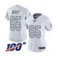Women's Oakland Raiders #65 Jordan Devey Limited White Rush Vapor Untouchable 100th Season Football Jersey