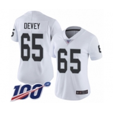 Women's Oakland Raiders #65 Jordan Devey White Vapor Untouchable Limited Player 100th Season Football Jersey
