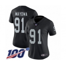 Women's Oakland Raiders #91 Benson Mayowa Black Team Color Vapor Untouchable Limited Player 100th Season Football Jersey