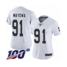 Women's Oakland Raiders #91 Benson Mayowa White Vapor Untouchable Limited Player 100th Season Football Jersey