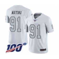 Youth Oakland Raiders #91 Benson Mayowa Limited White Rush Vapor Untouchable 100th Season Football Jersey
