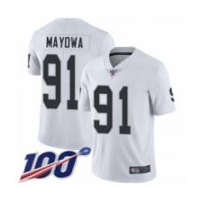 Youth Oakland Raiders #91 Benson Mayowa White Vapor Untouchable Limited Player 100th Season Football Jersey