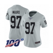 Women's Oakland Raiders #97 Josh Mauro Limited Silver Inverted Legend 100th Season Football Jersey