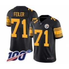 Men's Pittsburgh Steelers #71 Matt Feiler Limited Black Rush Vapor Untouchable 100th Season Football Jersey