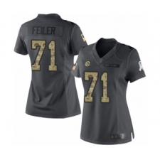 Women's Pittsburgh Steelers #71 Matt Feiler Limited Black 2016 Salute to Service Football Jersey