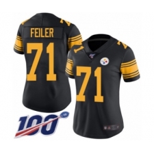 Women's Pittsburgh Steelers #71 Matt Feiler Limited Black Rush Vapor Untouchable 100th Season Football Jersey