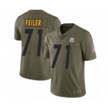 Youth Pittsburgh Steelers #71 Matt Feiler Limited Olive 2017 Salute to Service Football Jersey